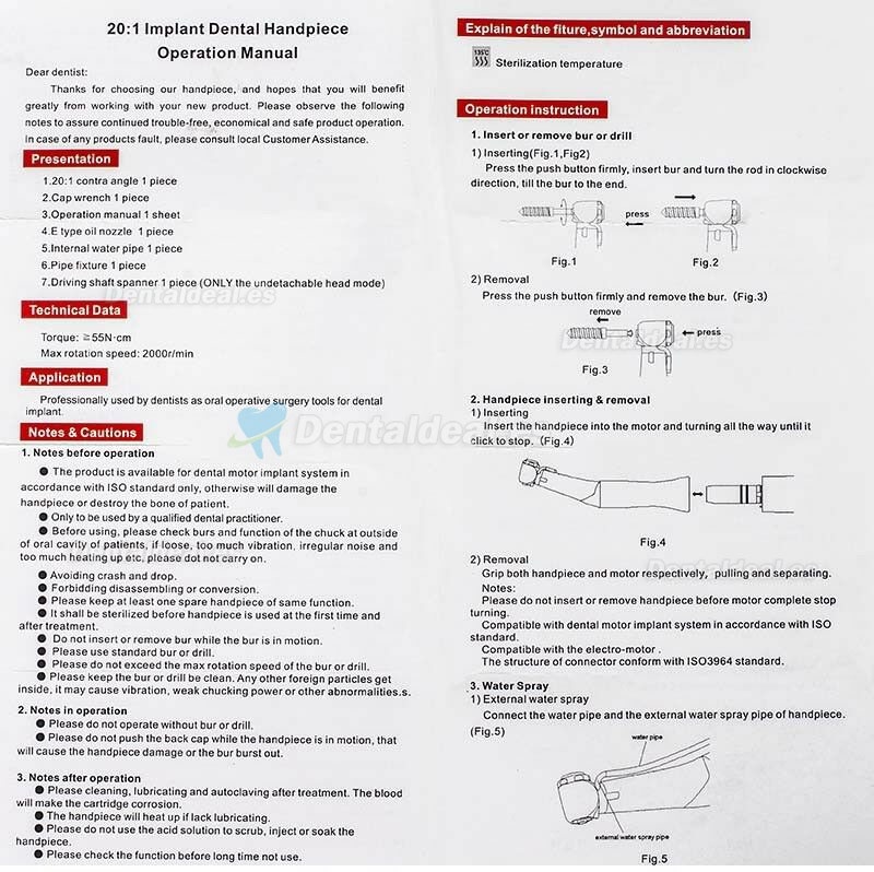 Tealth 3203CH Desmontable Contraángulo Quirúrgico 20:1 reductor para implantes